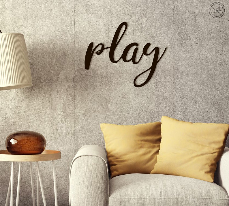 PLAY Metal Words Wall Art Home Decor Wall Hanging Metal Etsy