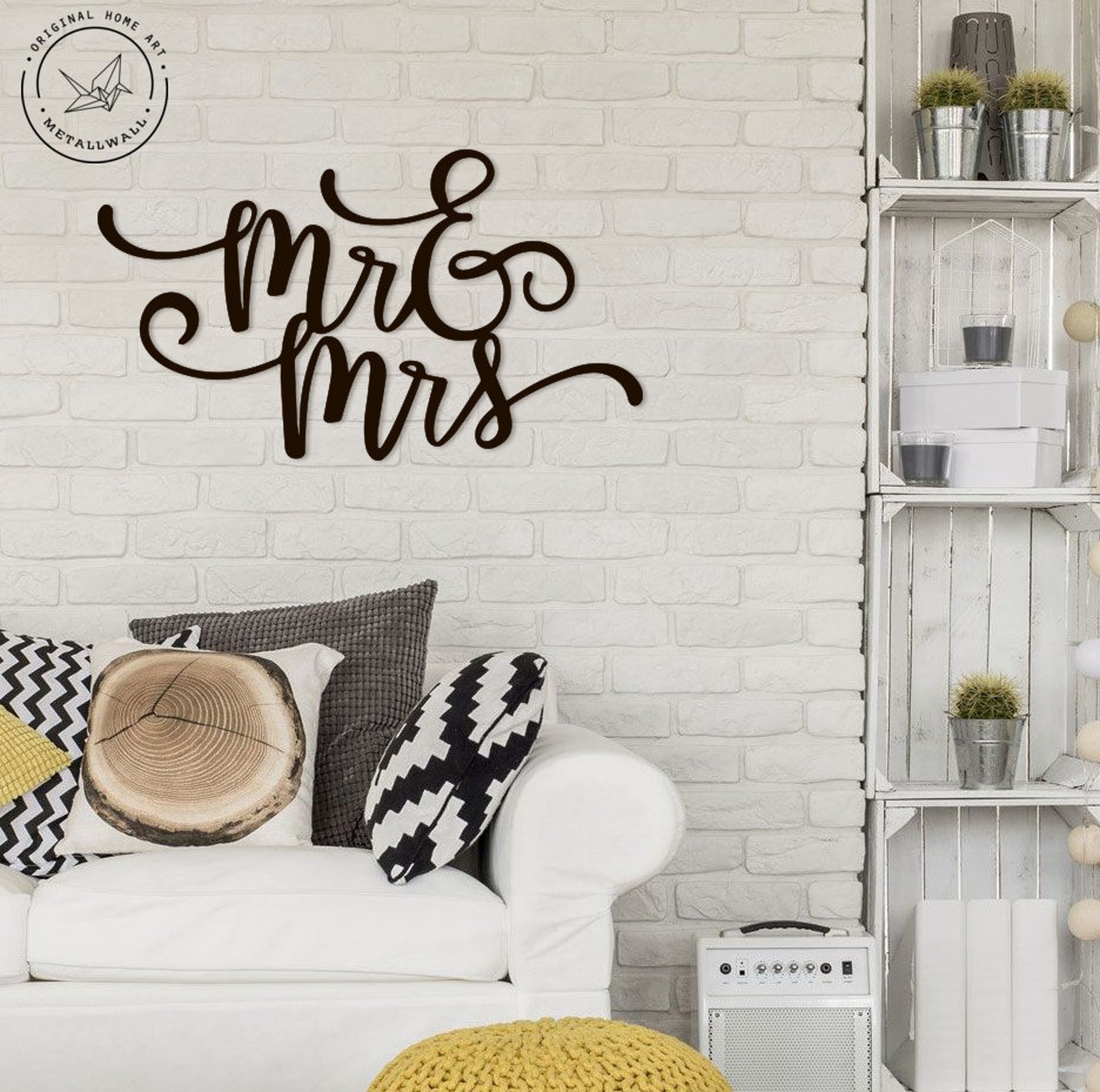 Mr & Mrs Metal Words Wall Art Home Decor Wall Hanging Metal Etsy