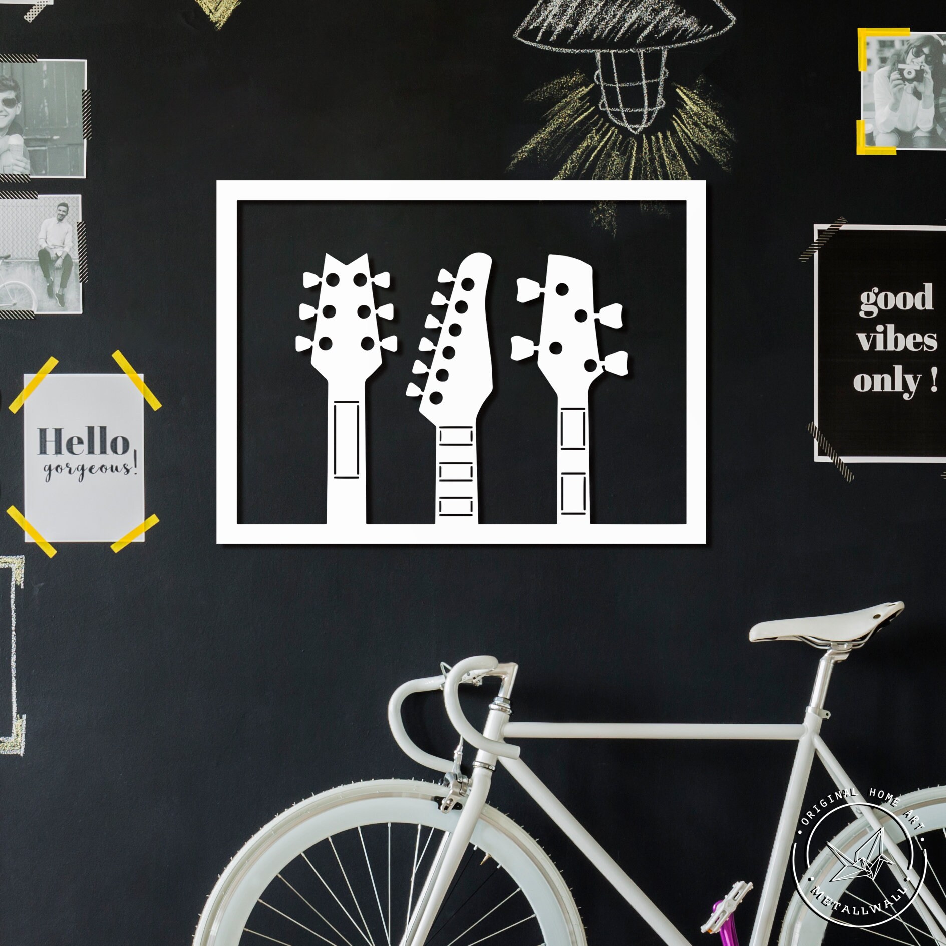 Metal wall art guitar Music Decor Office decor Bedroom Living Etsy