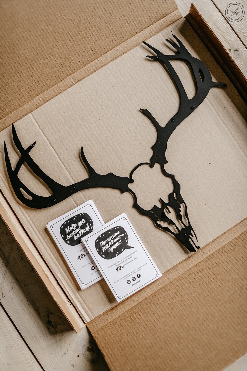 Metal Wall Art Deer Skull Head Animal Steel Home Decor Scandi Etsy