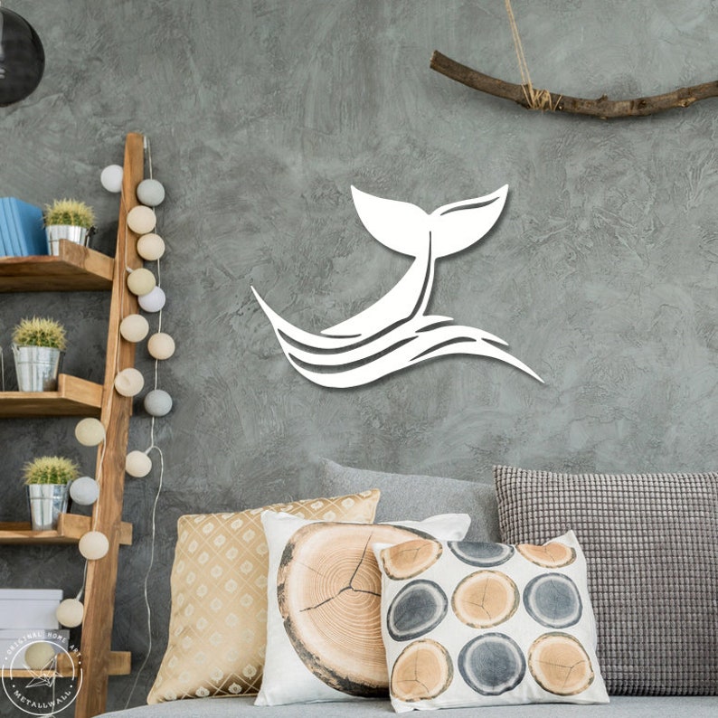 Metal Wall Art Whale Tail Sea Waves Large Wall Hanging Decor Etsy