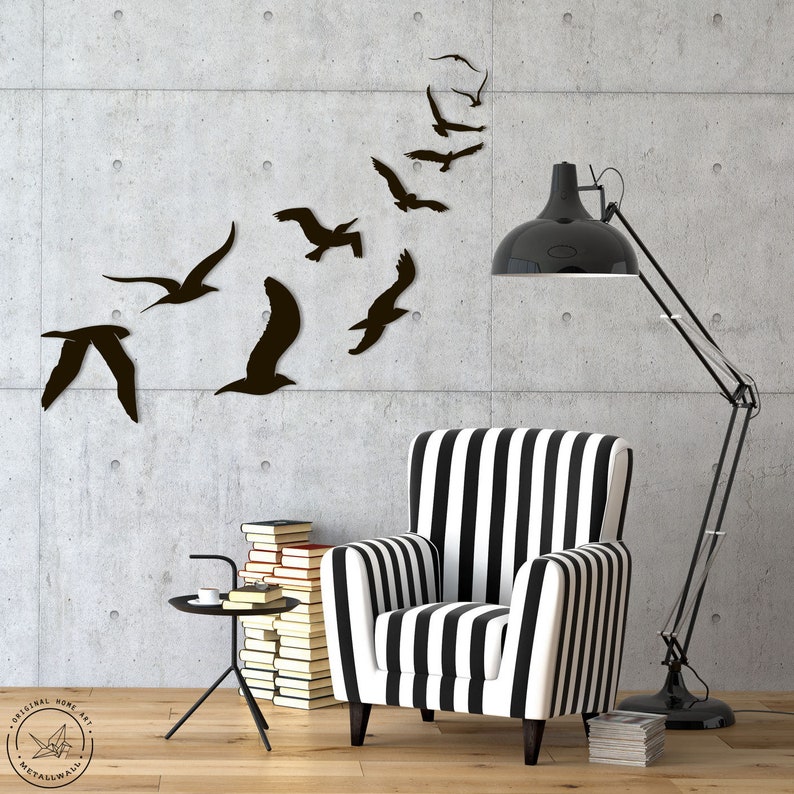 Seagulls Metal Wall Art Flying Birds Home Decor large wall Etsy