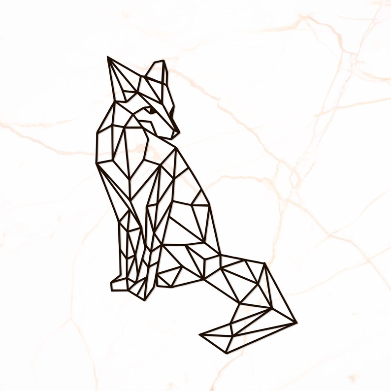 Metal Wall Art Fox Geometric Animal Head Home Decor Sign Steel Polygonal Scandi Minimalistic Gift Living Room Lodge Monochrome Modern
