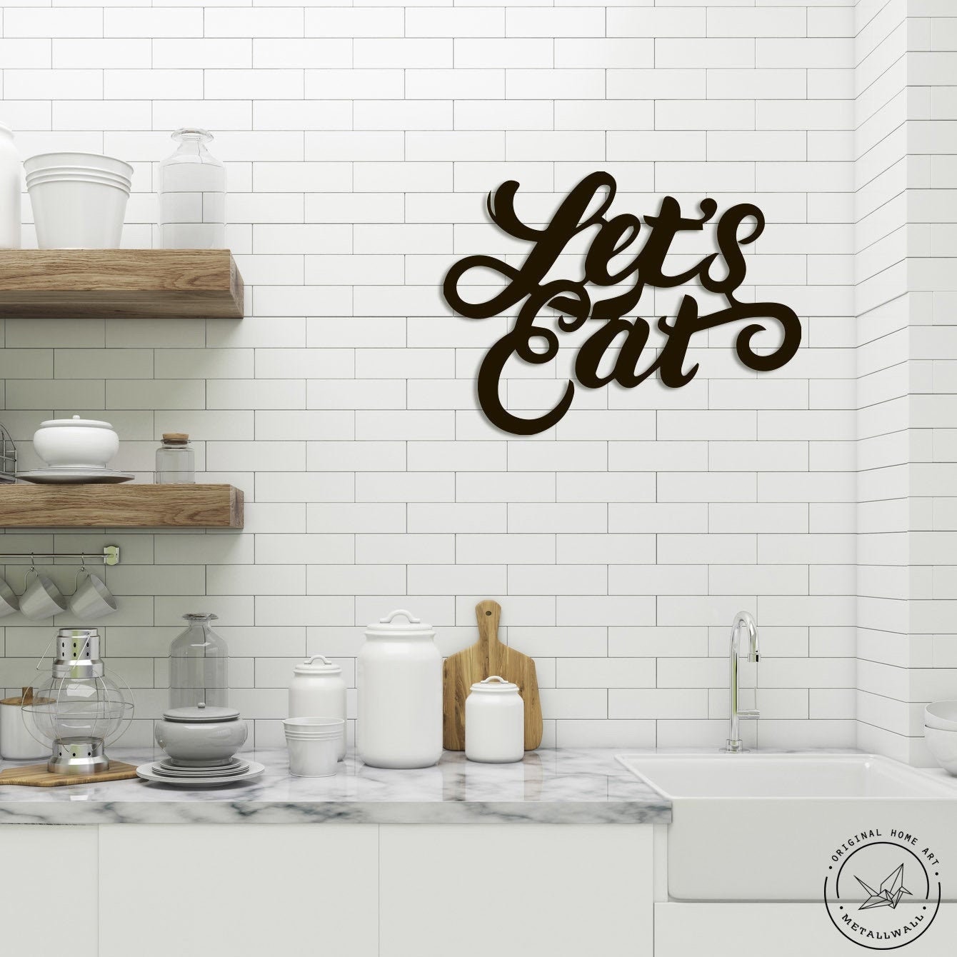 Kitchen wall art Let's Eat Funny metal Sign Home decor Etsy