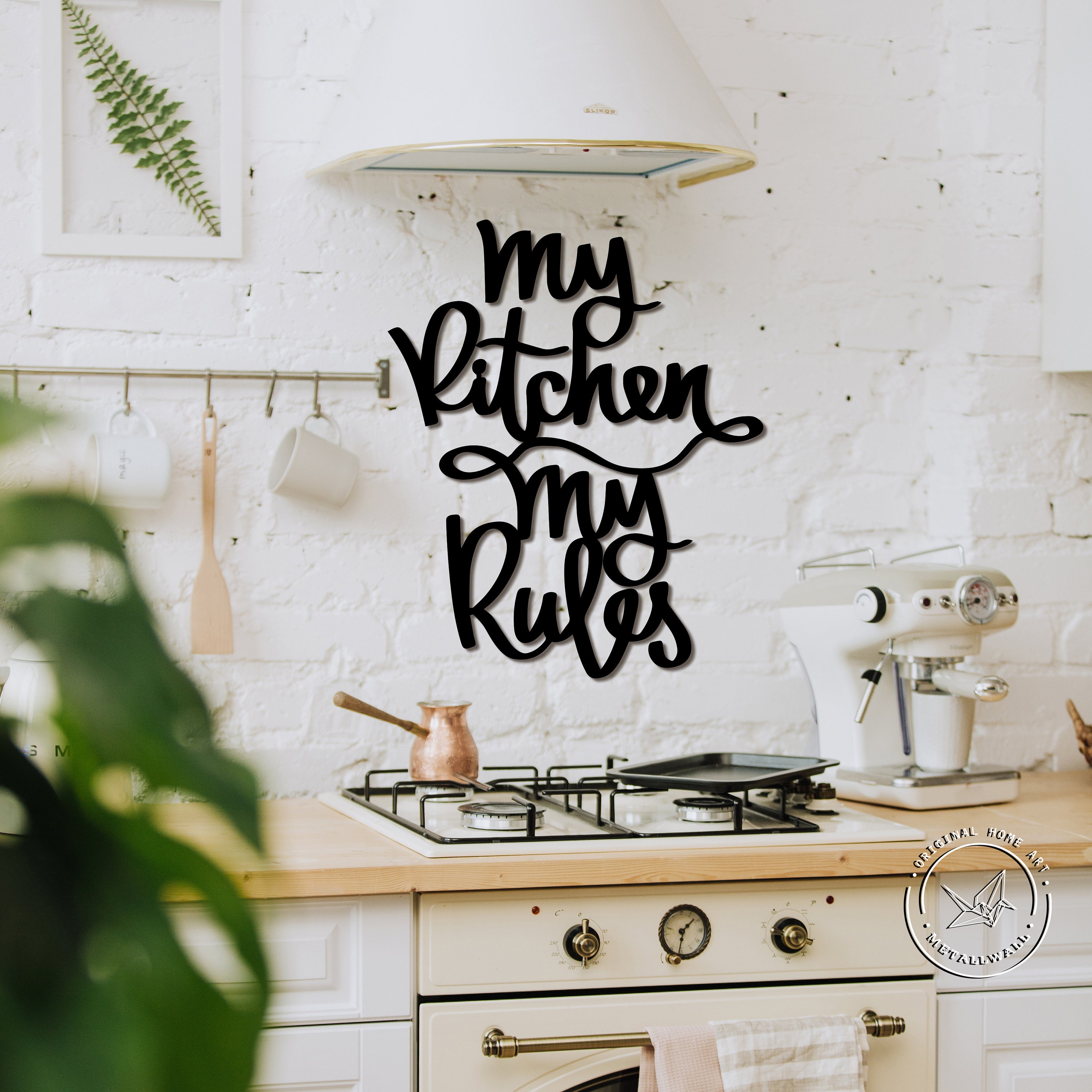 Kitchen wall signs My Kitchen my Rules Metal wall art Funny Etsy