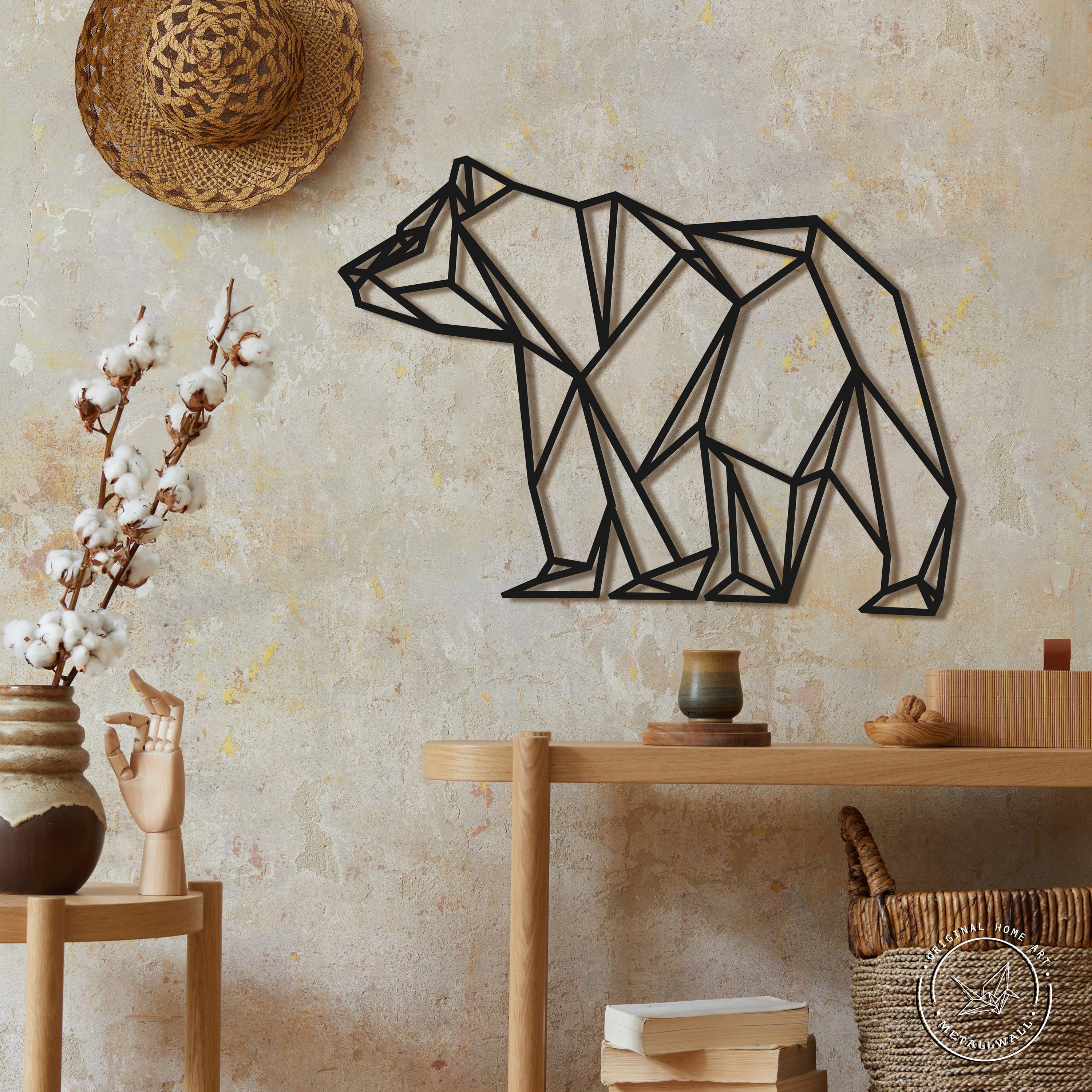 Metal Geometric Bear Wall Art Home Decor Interior Signs Etsy