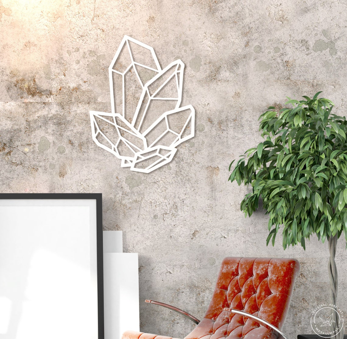 Geometric crystals metal wall art Home decor Wall hanging Etsy
