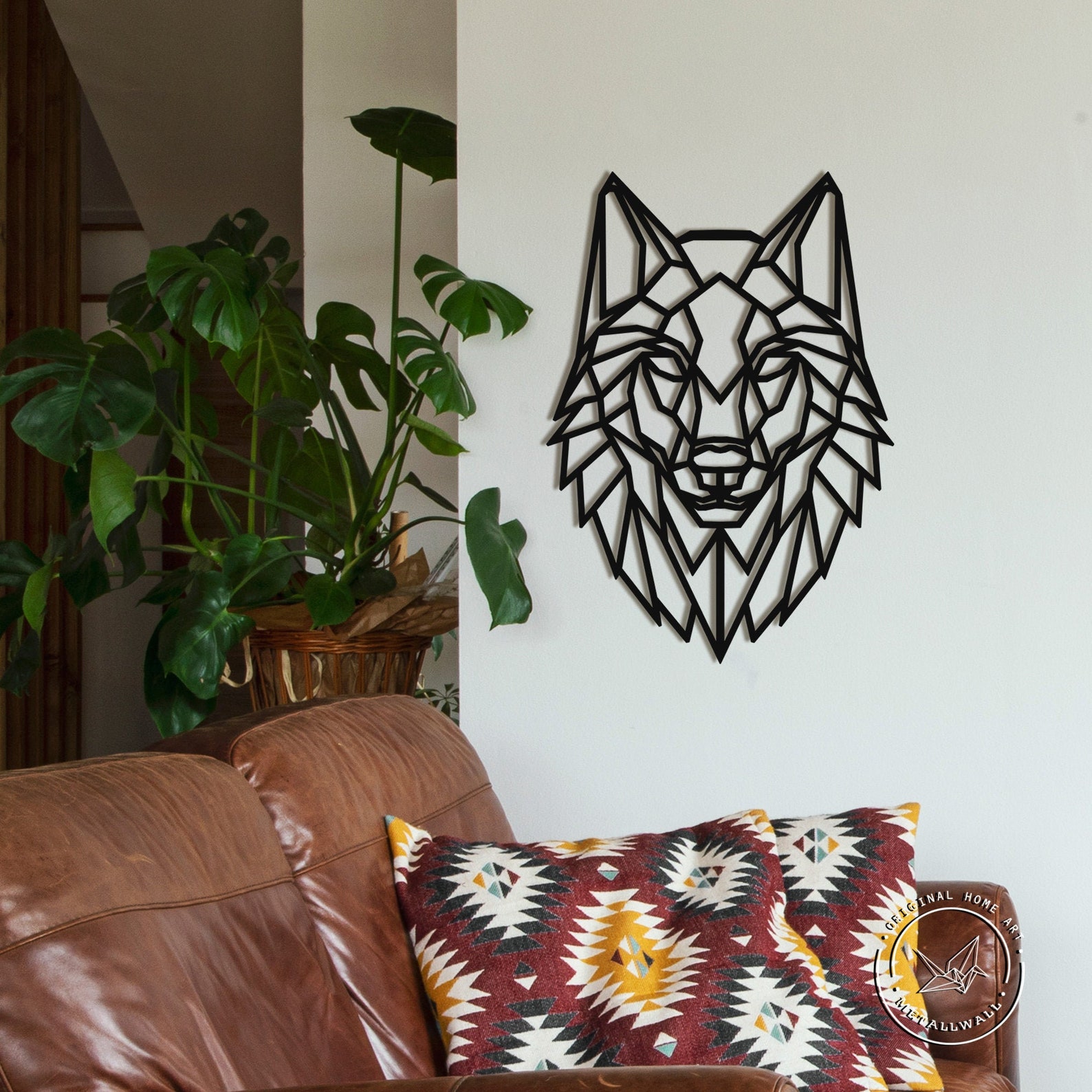 Wolf metal wall art geometric animals Home decor Metal wall Etsy