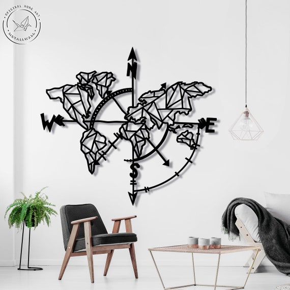 Metal World Map Metal Wall Art Metal Wall Decor Extra Large Etsy