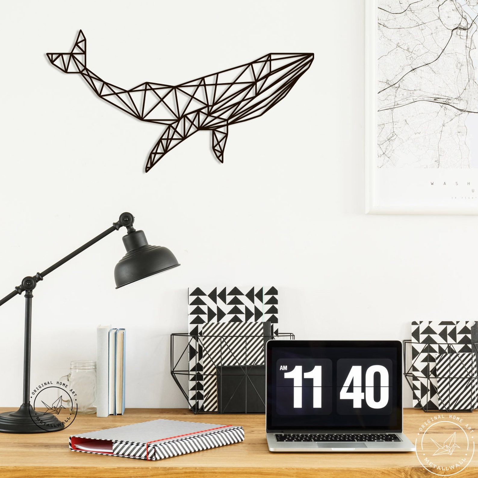 Geometric Whale metal wall art Whales Home decor style large Etsy