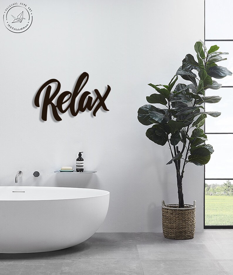 Relax Metal Letters Wall Art Bathroom wall art Home Decor Etsy