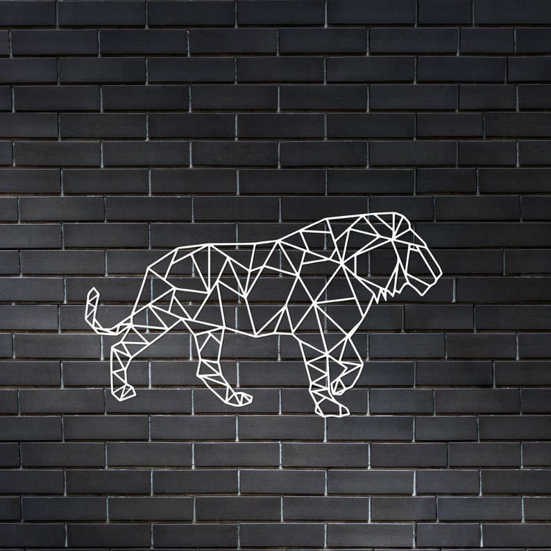 Metal Wall Art Geometric Lion Animals steel Home Decor Etsy