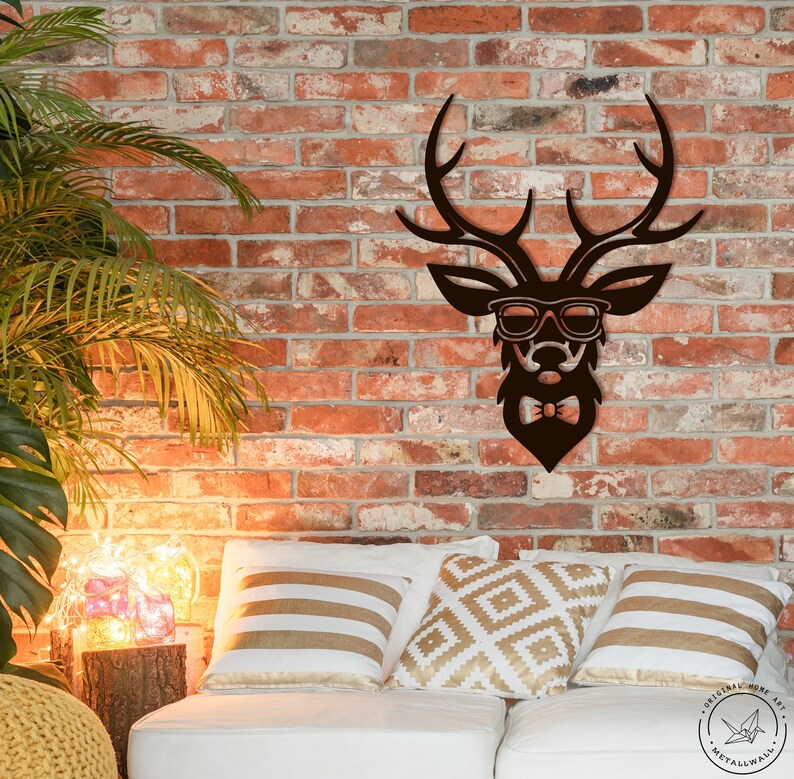 Metal Wall Art Deer Head Hipster Animal Home Decor Interior Etsy