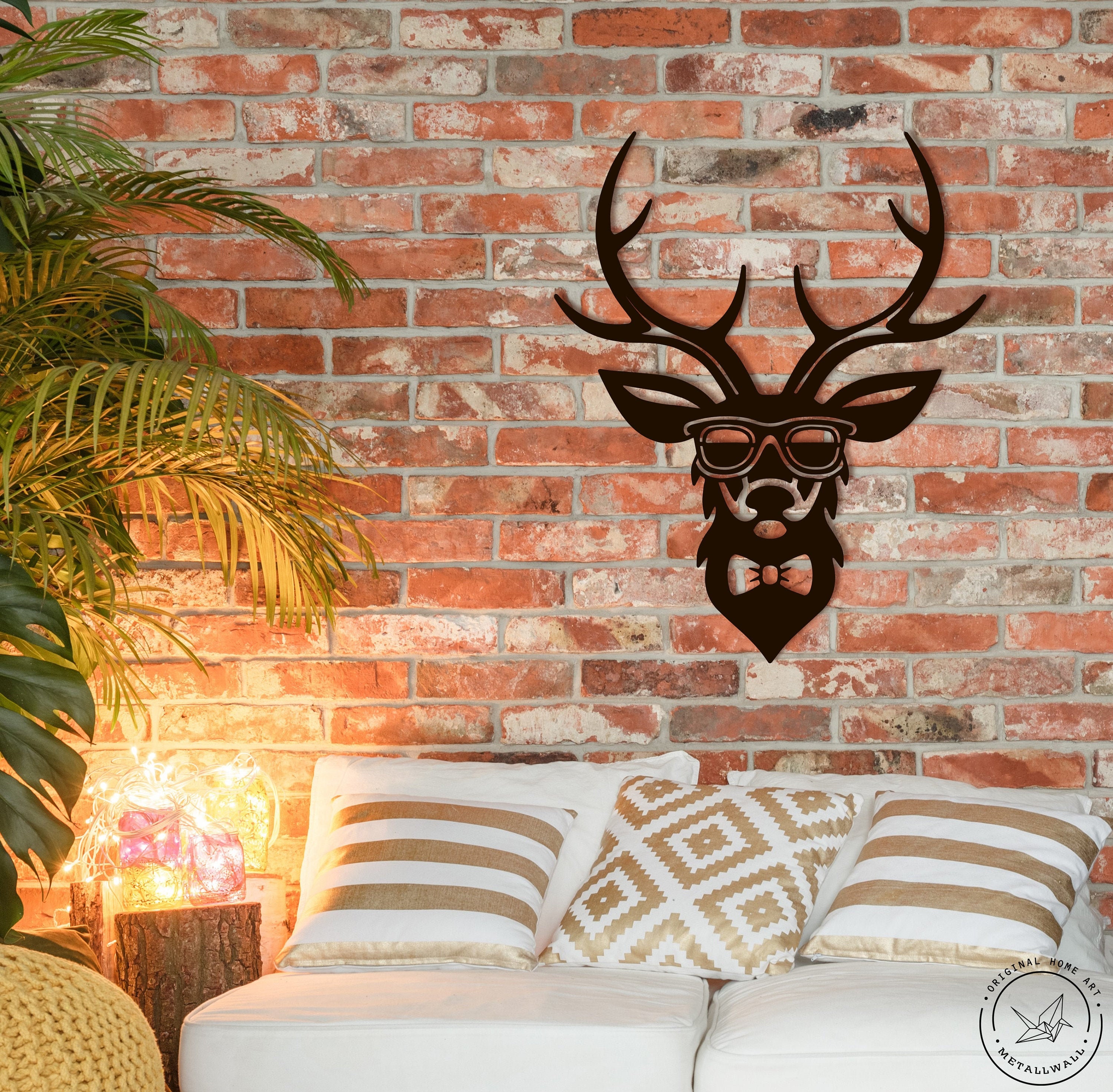 Metal Wall Art Deer Head Hipster Animal Home Decor Interior Etsy