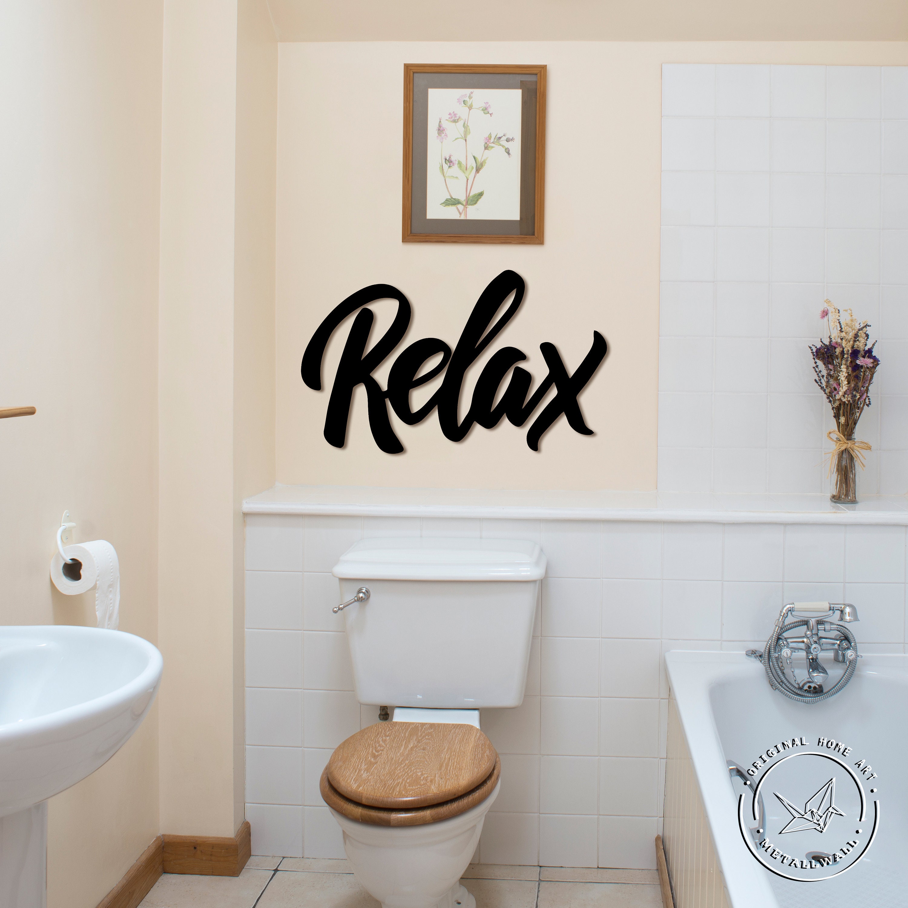 Relax Sign For Bathroom Metal Wall Art Home Decor Wall Hanging Etsy