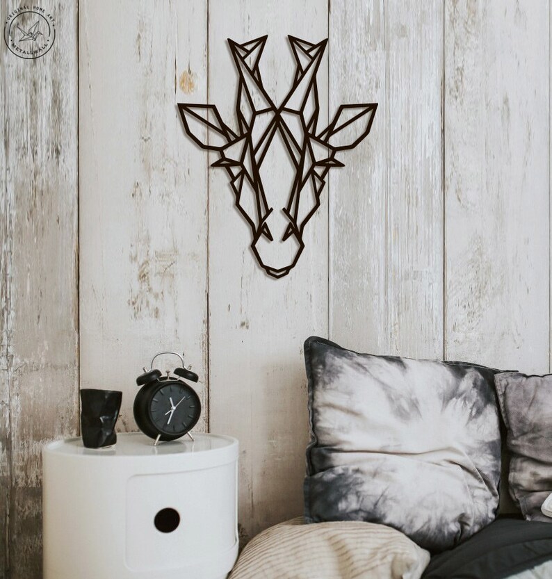 Metal Wall Art Geometric Animal Head Giraffe home decor Sign | Etsy