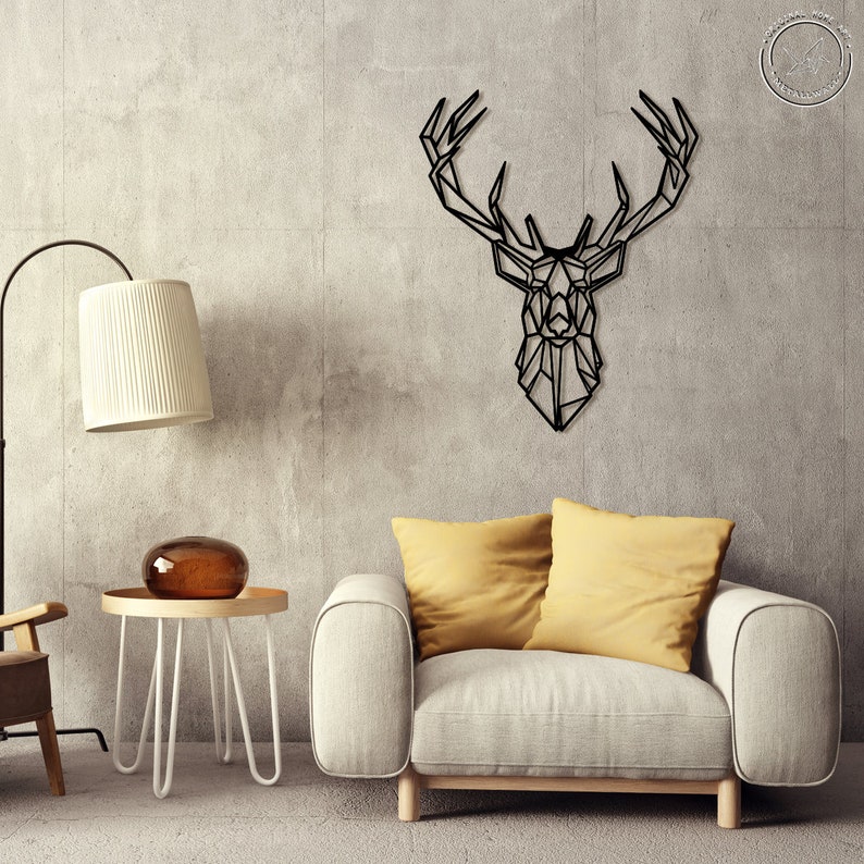 Geometric wall art Deer head Metal Wall Art Geometric Animals Etsy