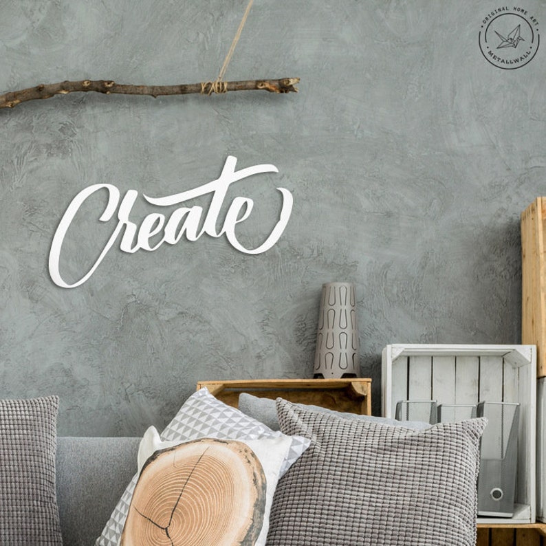 Create Metal Word Wall Art Home Decor Hanging Sign Gift Words Etsy