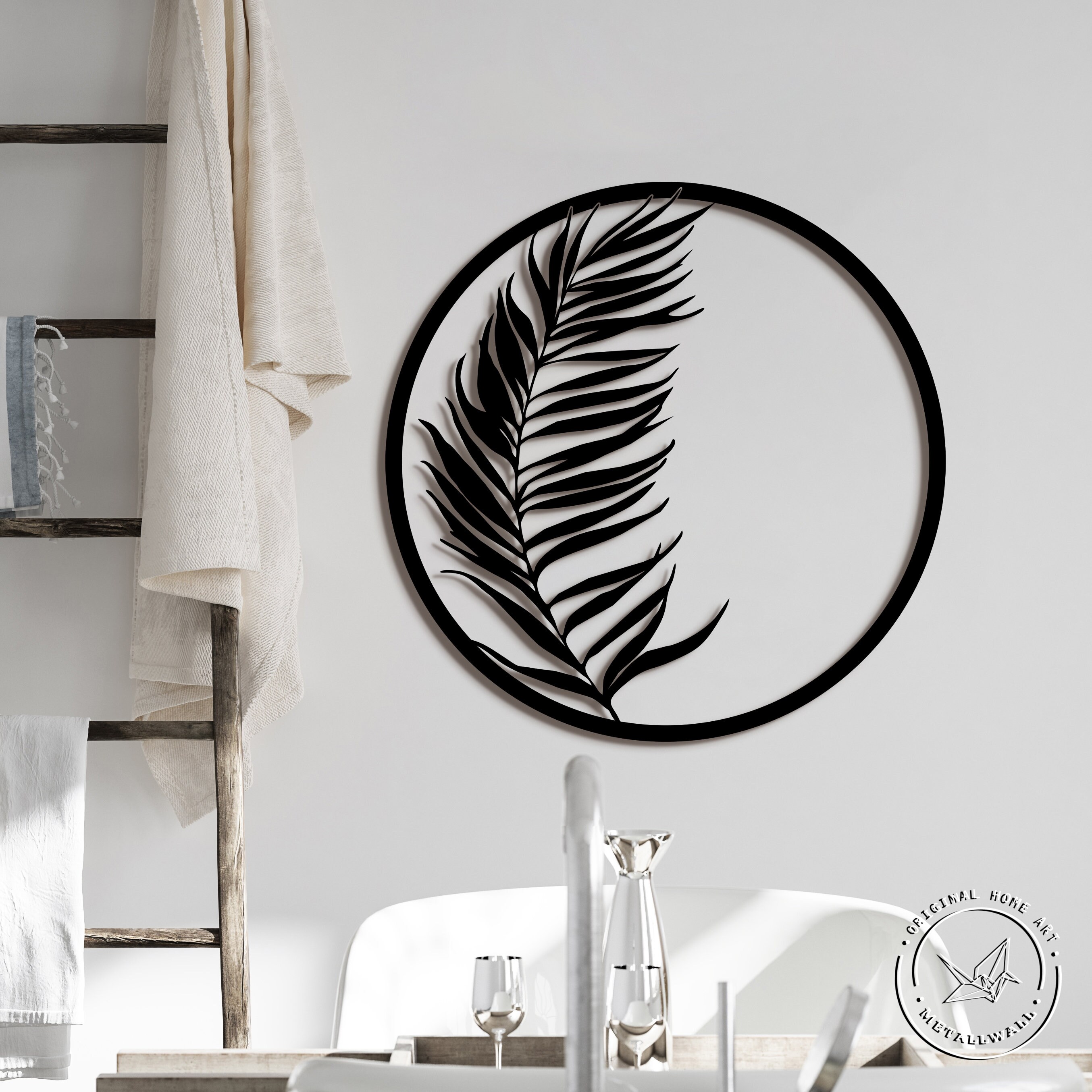 Metal palm leaf wall art Home decor Larg wall haging decor Etsy