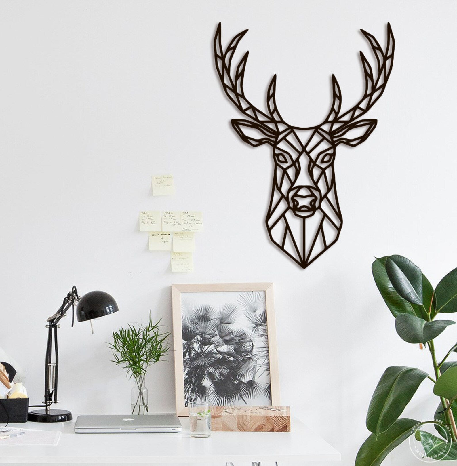 Deer Head Metal Wall Art Geometric animals Metal Wall Etsy