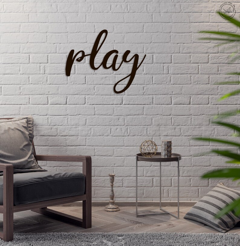 PLAY Metal Words Wall Art Home Decor Wall Hanging Metal Etsy