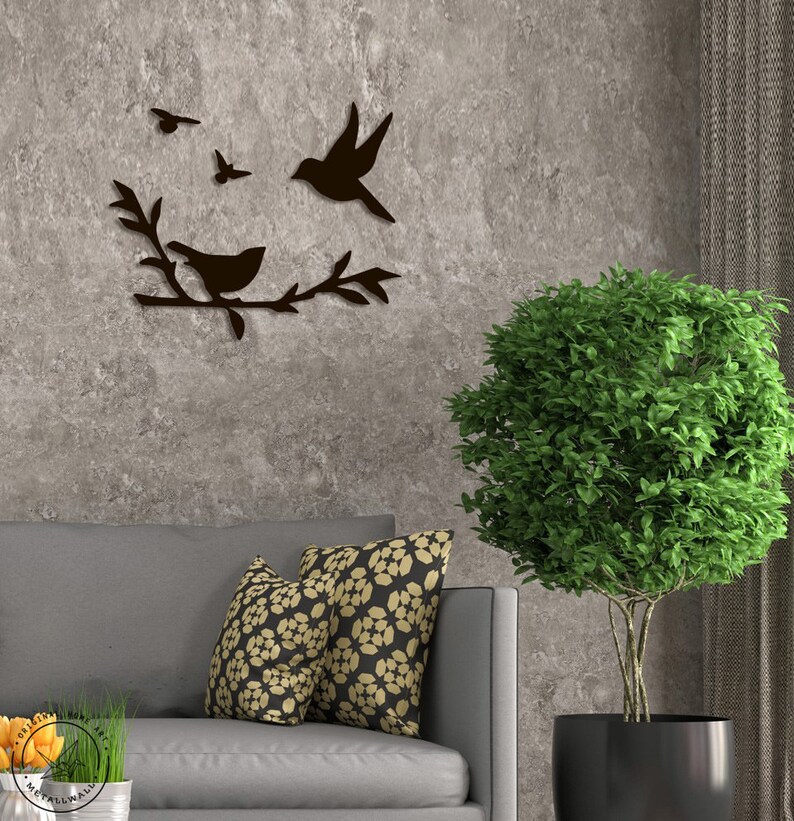 Metal Wall Art Birds on the branch Metal bird wall art Home | Etsy