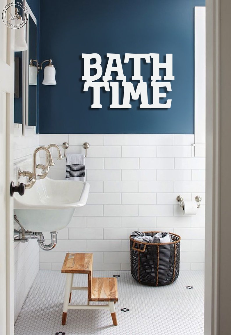 BATH TIME Metal Letters Wall Art Bathroom wall art Home Etsy
