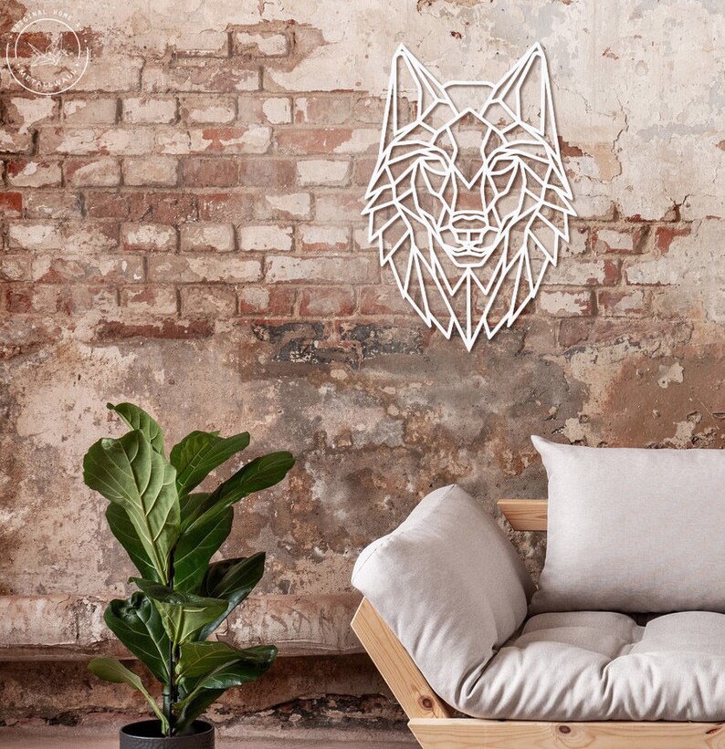 Wolf Metal Wall Art Geometric Animals Metal Wall Hangings Home Etsy