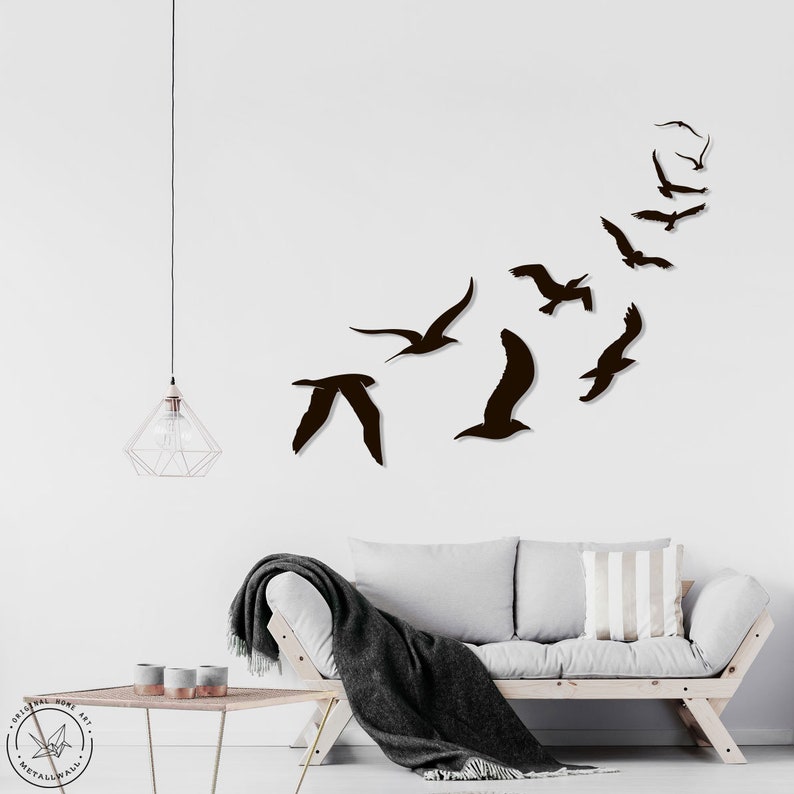 Seagulls Metal Wall Art Flying Birds Home Decor large wall Etsy
