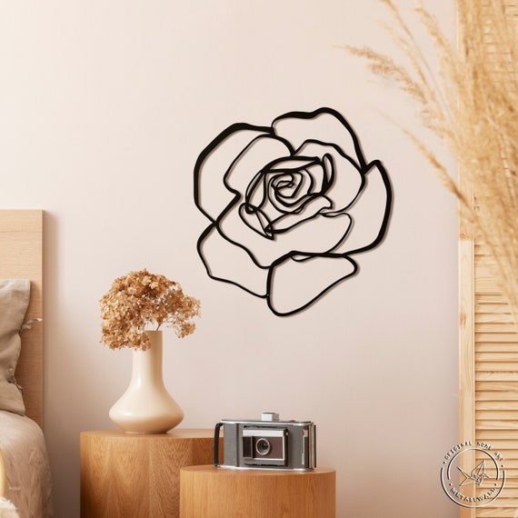 Metal Wall Art Rose Flower Large Wall Decor Wall Hanging Decor Etsy