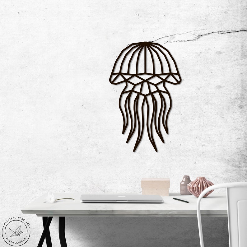 Jellyfish Metal Wall Art Geometric Wall Art Metal Wall | Etsy