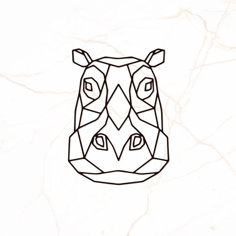 Metal Wall Art Geometric Animal Hippopotamus Head home decor Etsy