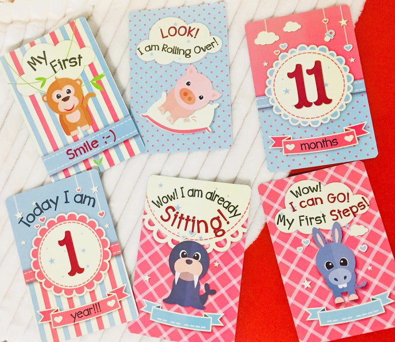 Cute baby milestone cards Keepsake Baby shower gift Months Etsy