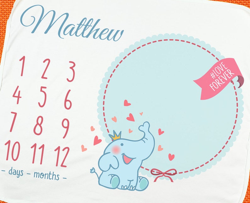 Baby age blanket Elephant Month milestone blanket Custom baby Etsy