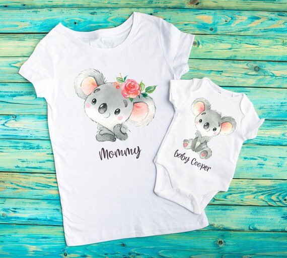 Maman Fille Fils Chemise Ensemble Koala Bebe Body Costume Etsy