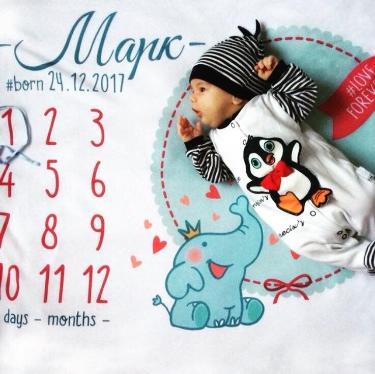 Baby age blanket Elephant Month milestone blanket Custom baby Etsy