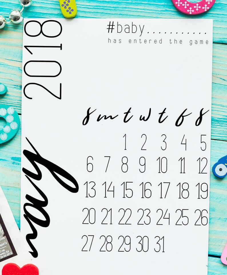 Pregnancy Announcement Calendar Card Printable Arriving in Etsy