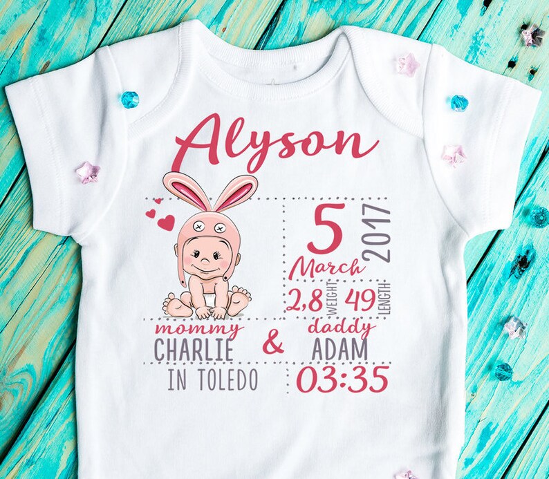Birth announcement onesie Hospital take home outfit Birth Etsy