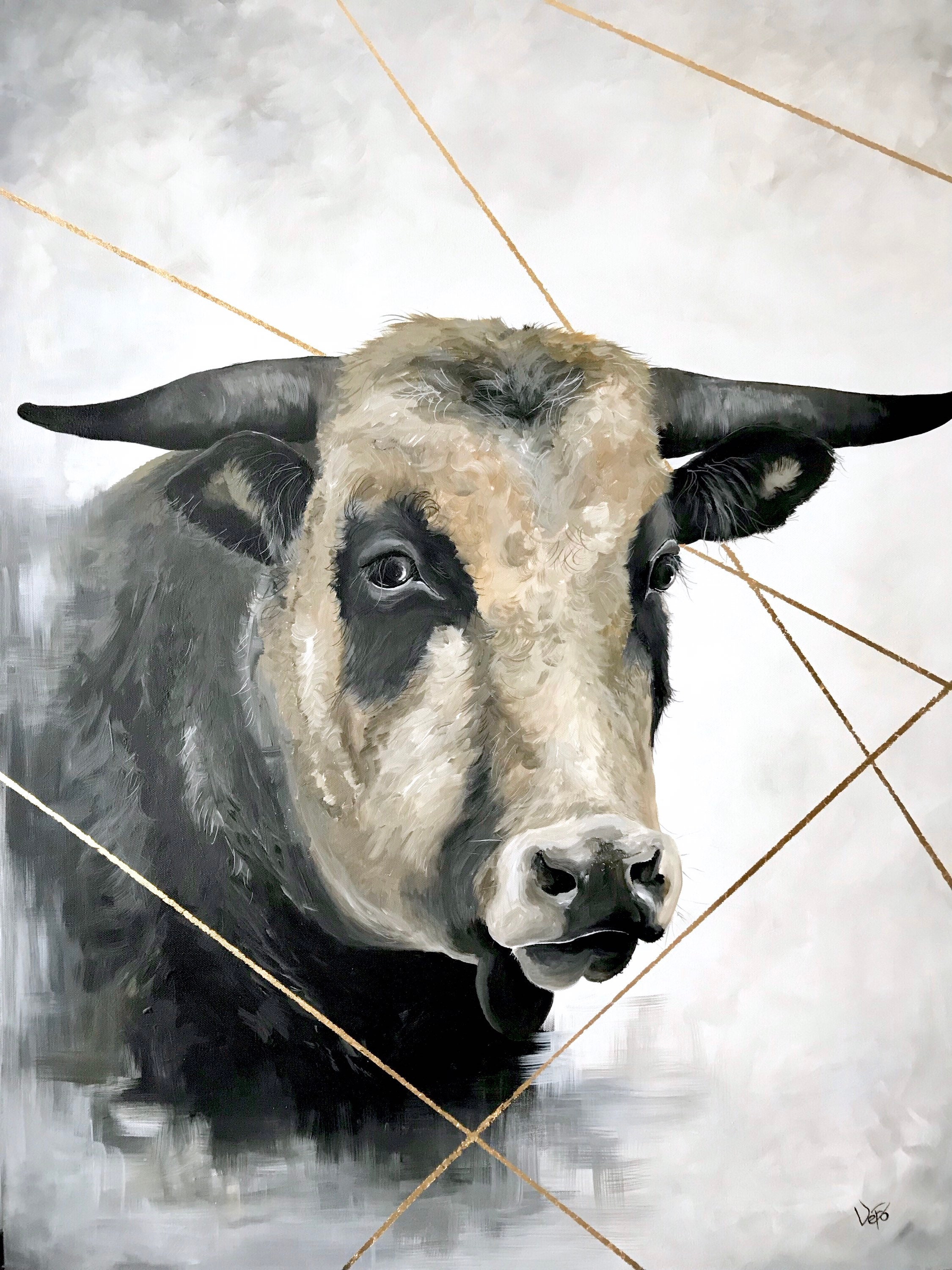 Original 8.5x11 artwork print of a bull //poster of a Etsy