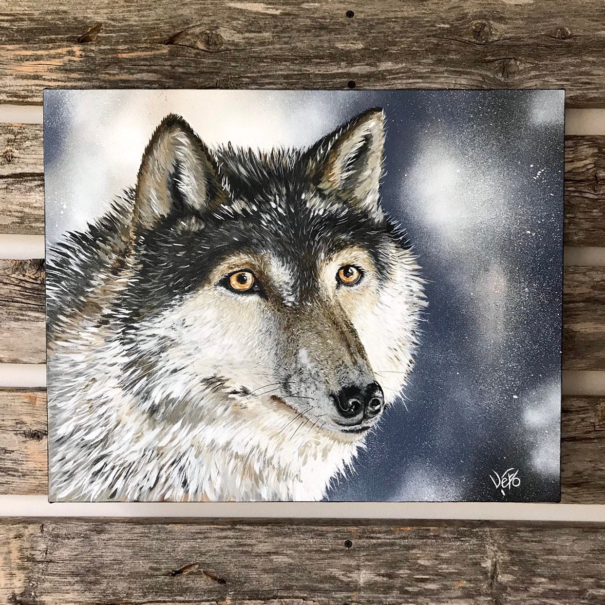 Original wolf artwork//acrylic painting Etsy