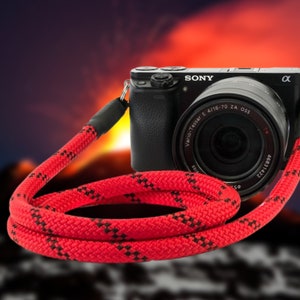 Camera strap DSLR red black camera strap paracord universal camera strap camera shoulder strap camera neck strap image 1