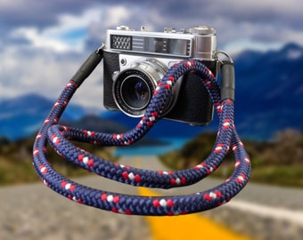 Camera strap DSLR blue patterned – camera strap paracord - universal camera strap – camera shoulder strap – camera neck strap