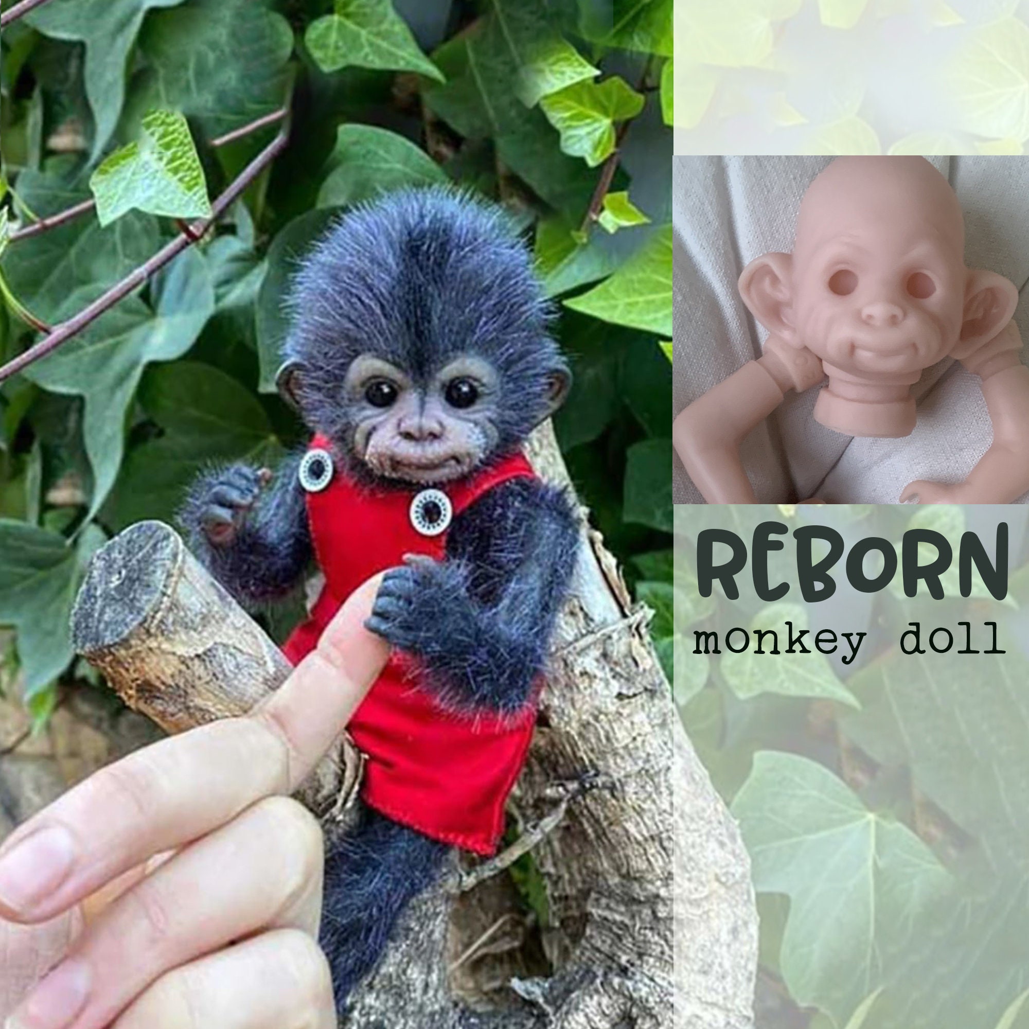 FBBD 46CM Reborn Monkey Baby Orangutans Lifelike Soft Touch Cuddly Soft  Body Doll Collectible Art Gifts