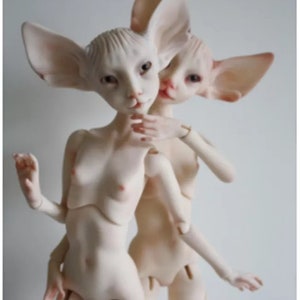 Cat Bjd doll 1/6 sphynx cat OOAK doll Handmade Art Doll for Collection, wolf skull ooak monster Dolls Resin for diy