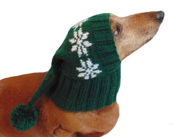 Christmas hat for dog, Santa hat for dog, hat for dog, hat for small dog, hat for dachshund, knitted hat, warm ears of a dog