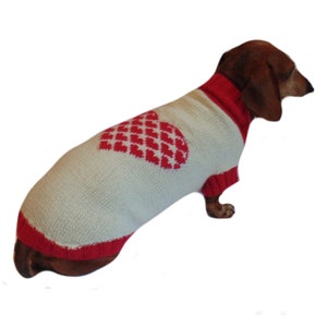Handmade Dachshund Sweater: Heart Knitted Dog Clothes
