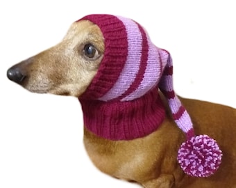 Christmas hat for dog, Santa hat for dog, hat for dog, hat for small dog, hat for dachshund, knitted hat, warm ears of a dog
