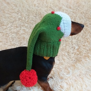 Knitted Christmas Elf Hat for Dog: Holiday Pet Outfit