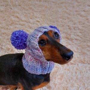 Wool Pet Snood: Warm Dog Hat with Pom Poms