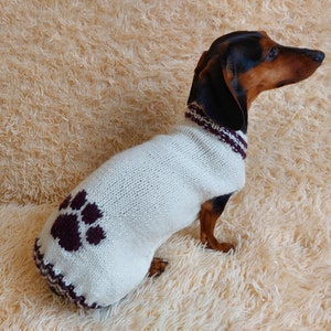 Sweater outfit wool winter for pets dog dachshund with paw